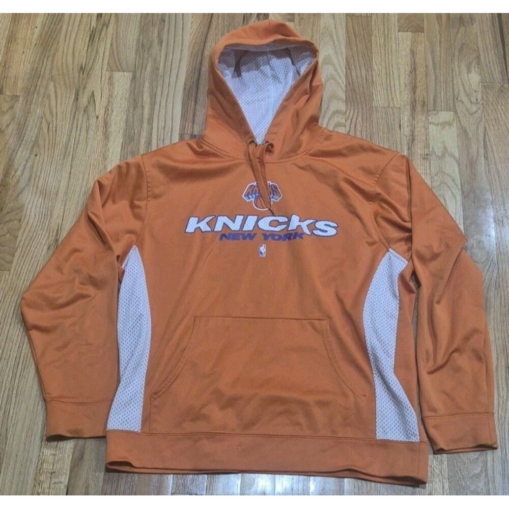 Majestic New York Knicks Point Guard Invasion Pullover Hoodie Men's Large Orange